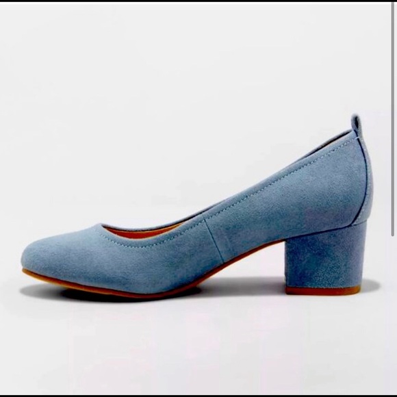 Blue Suede Pumps- 1 inch Heel - Picture 2 of 4